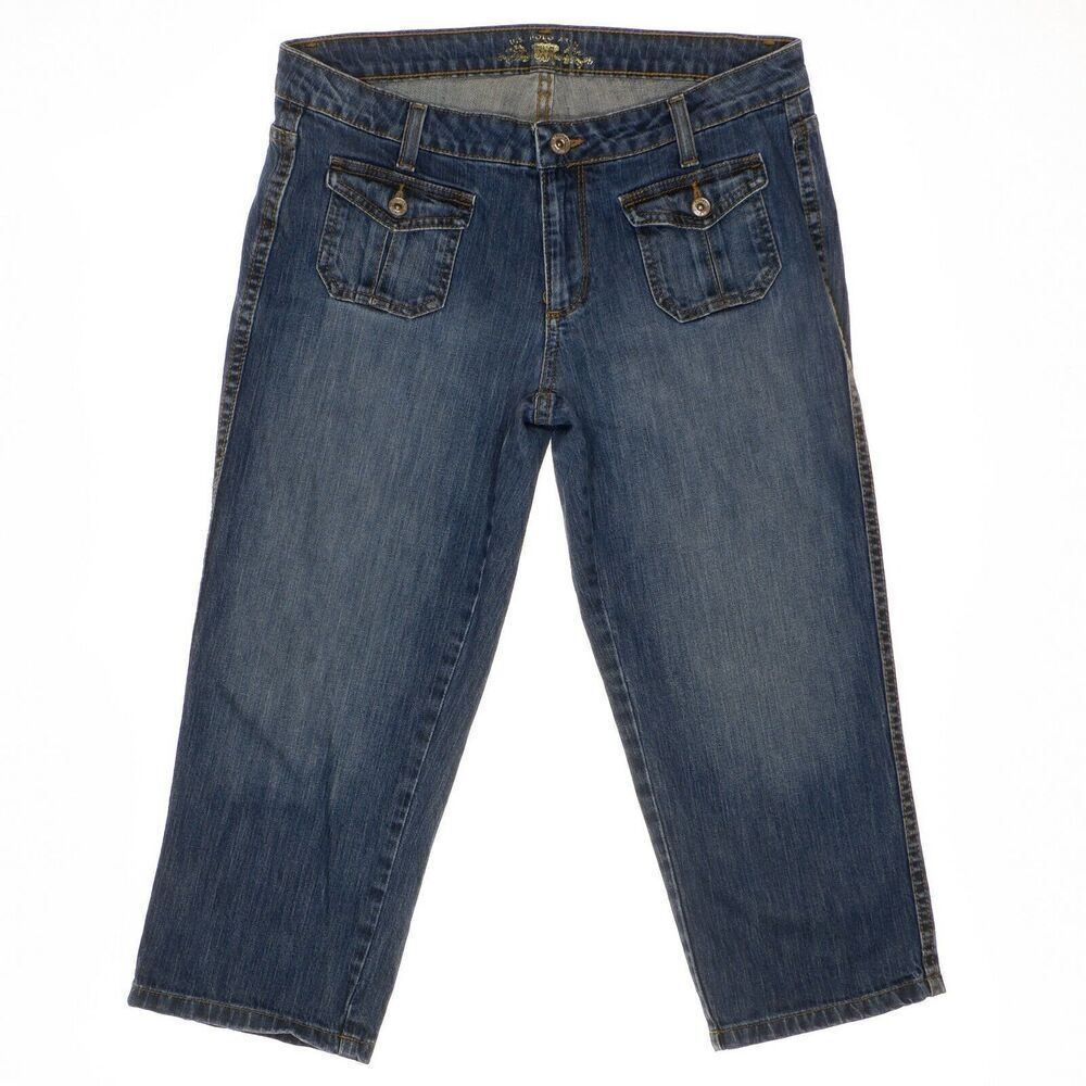 US Polo Assn Crop Jeans Size 10 Womens Flap Blue Denim Stretch Measures 31 x 21